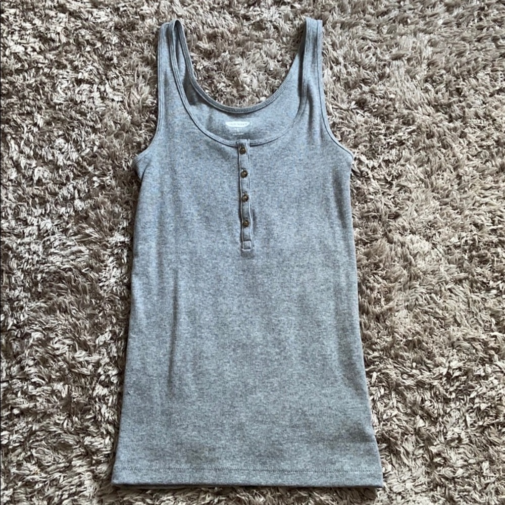 grey old navy slim fit tank top w buttons NWOT
